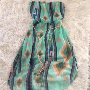 Strapless boho dress